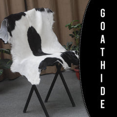 Luxury Black & White Goat Skin Rug - Modern Chic Decor, Natural Softness, Hypoallergenic, Eco-Friendly, Unique Pattern, Non-Slip Backing