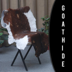Luxurious Dark Brown & White Goat Skin Rug - Handmade Pure Goat Skin Floor Rugs for Stunning Natural Beauty & Eco-Friendly Charm