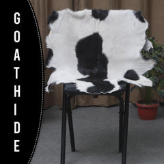 Serene Grey & White Goat Skin Rug - Natural Animal Hide Floor Decor with Suede Back - Sustainable, Eco-Friendly, and Hypoallergenic