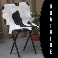 Serene Grey & White Goat Skin Rug - Natural Animal Hide Floor Decor with Suede Back - Sustainable, Eco-Friendly, and Hypoallergenic