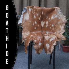 Luxury Handmade Brown & White Goat Skin Rug - Soft, Durable & Eco-Friendly Artisan Floor Rug with Unique Colour Variations