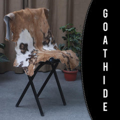 Luxurious Handmade Multicolour Goat Skin Rug - Soft, Kid & Pet-Friendly, Non-Shedding, Sustainable - Eco-Friendly - Unique Art Piece