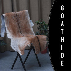 Luxurious Handpicked Brown & White Premium Goat Skin Rug - Eco-Friendly - Sustainable, Non-Slip Suede Back, Hypoallergenic - Timeless