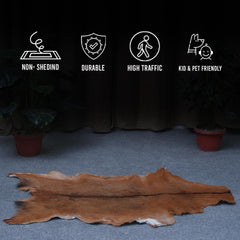 Premium Brown & White Goat Hide Rug - Luxury Hair-on Goatskin Rug, Sustainable - Eco-Friendly, Unique Patterns, Non-Slip Suede Back