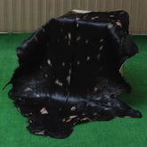 Luxury Black and Brown Goat Hide Rug - Premium Natural Hair-On Goat Skin Rug for Elegant Home Decor