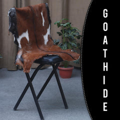 Luxurious Brown & White Goat Hide Rug - Premium Hair-On Skin Rug for Elegant Home Decor