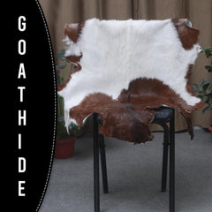 Luxury Brown and White Goat Hide Rug - Natural Premium Hair-On Goat Skin Rug - Handcrafted Eco-Friendly Home Decor