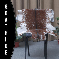 Luxury Brown & White Goat Skin Rug - Premium Hair-On Hide Rug with Unique Patterns, Non-Slip Suede Back, Sustainable - Eco-Friendly