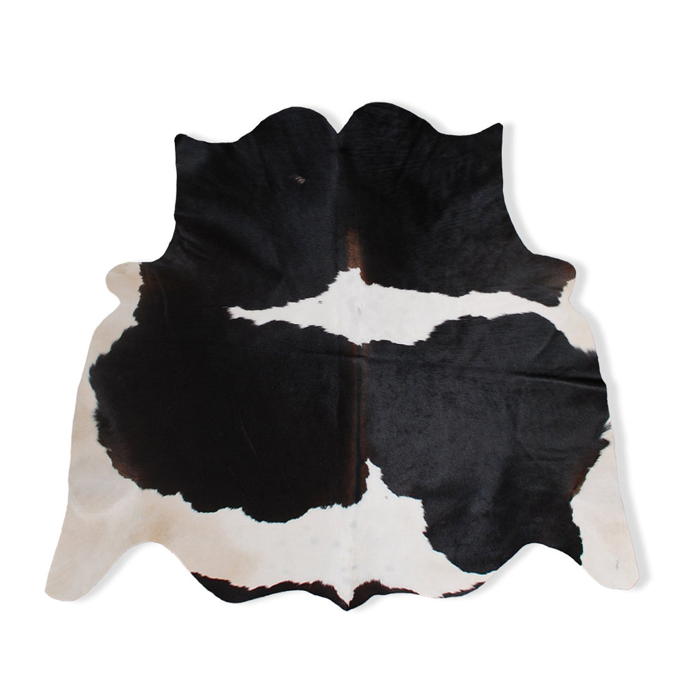 Elegant Dark Brown & White Cowhide Rug - Hypoallergenic Animal Print Centerpiece for Bedroom - Large Size - Non Slip Suede Back - Free - Celestial Leather Limited