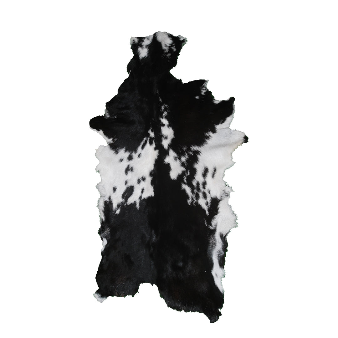 Genuine Goat Skin Rug - Black and White Pattern for Rustic Home Style