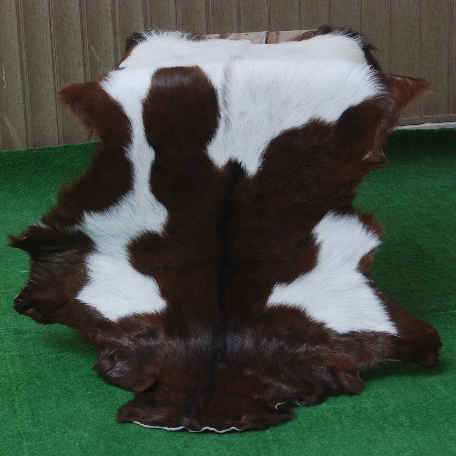 Luxurious Dark Brown Goat Skin Rug - Genuine Hair-On Leather for Elegant Décor
