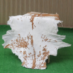 Luxurious Brown & White Genuine Goat Skin Rug for Home Décor