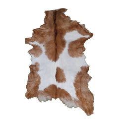 Luxurious Brown White Goat Skin Rug - Soft, Durable & Eco-Friendly - Perfect for Kids - Pets - Hypoallergenic - Non-Slip Suede Back - Celestial Leather Limited