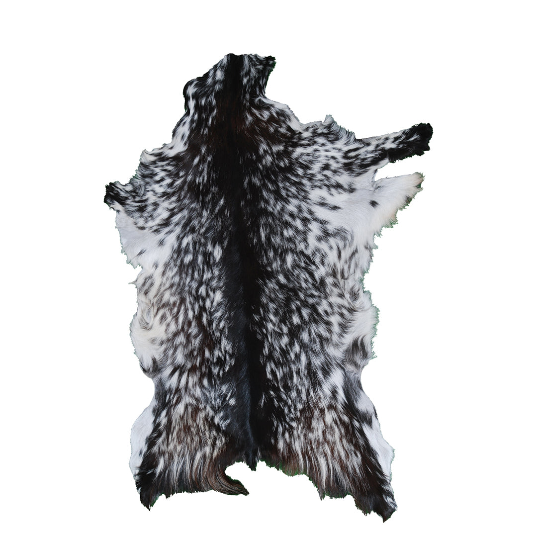 Stunning Luxury Black & White Goat Skin Rug - Handmade, Soft & Hypoallergenic, Non-shedding, Eco-friendly, Unique Colour Variations - Celestial Leather Limited