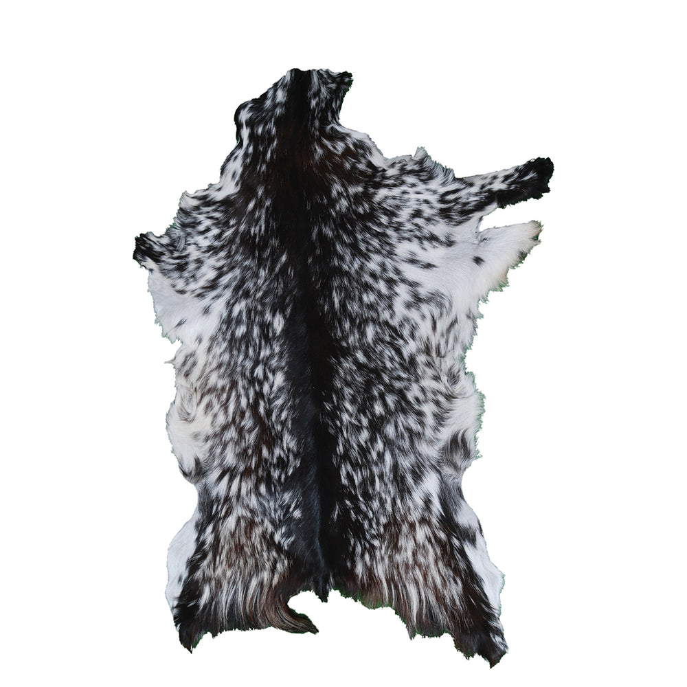 Stunning Luxury Black & White Goat Skin Rug - Handmade, Soft & Hypoallergenic, Non-shedding, Eco-friendly, Unique Colour Variations - Celestial Leather Limited