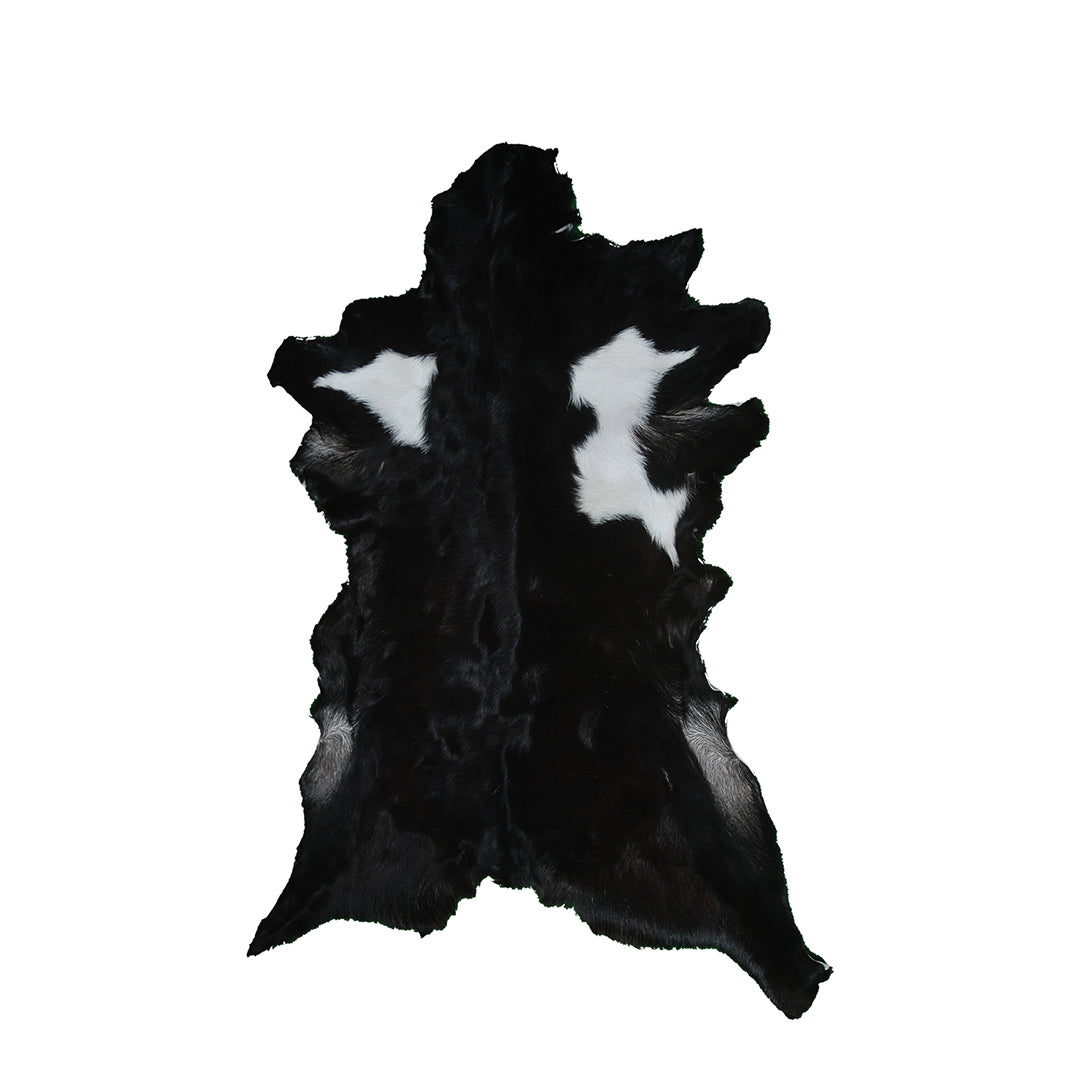 Statement-Making Black & White Goat Hide Rug - Premium Hair-On Goatskin - Modern Sophistication - Natural, Kid - Pet-Friendly