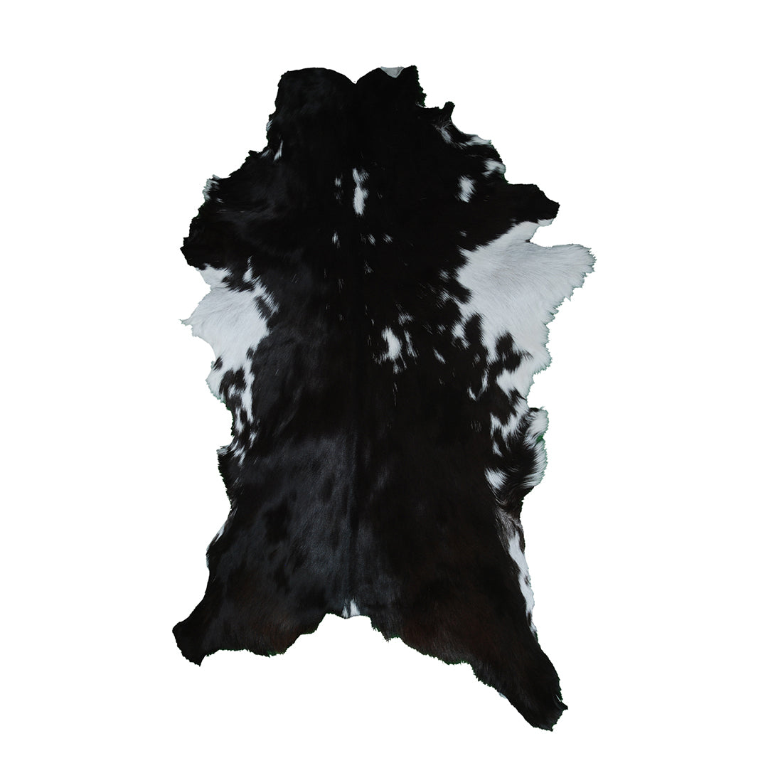 Striped Goat Skin Throw Rug - Genuine Black & White Animal Skin Goathide - Natural - Non-slippery Back - Hypoallergenic - Sustainable - Celestial Leather Limited