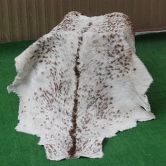 Luxurious Dark Brown Goat Skin Rug - Genuine Hair-On Leather for Elegant Décor