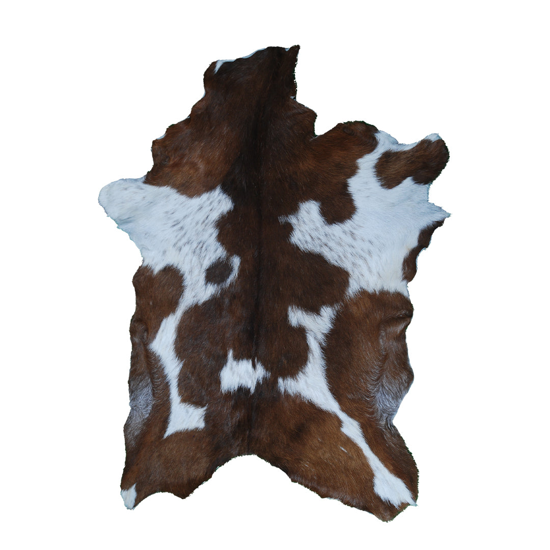 Luxurious Handmade Dark Brown & White Goat Skin Rug - Soft, Durable, Non-Shedding, Eco-Friendly - Unique Statement Piece for Home Décor - Celestial Leather Limited