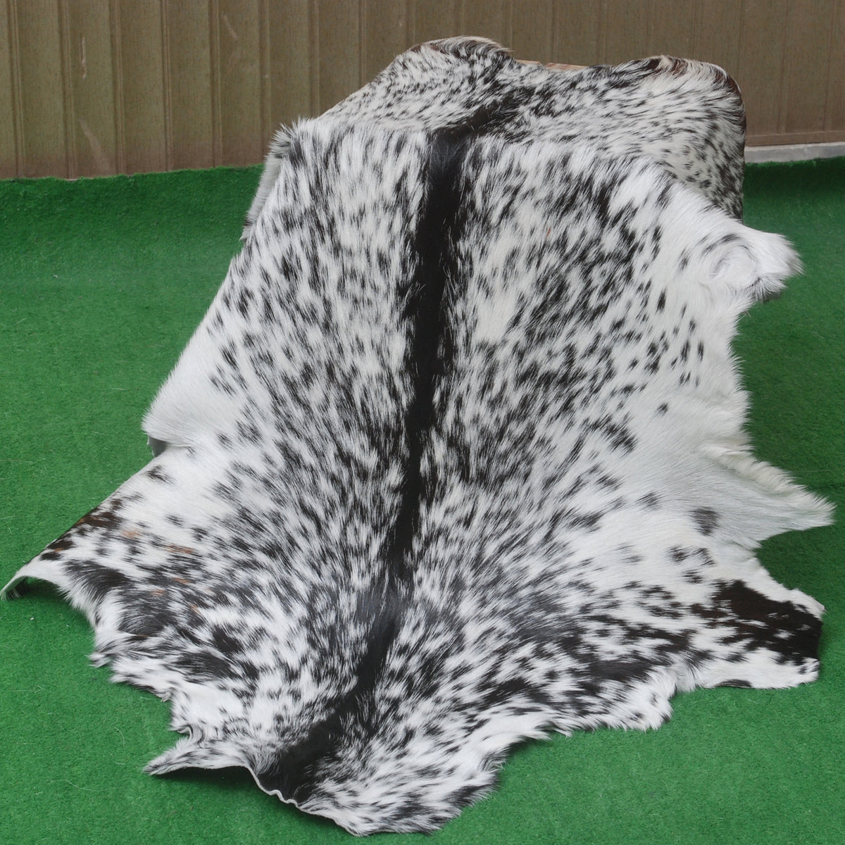 Genuine Goat Skin Rug - Black and White Pattern for Rustic Home Style