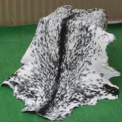 Genuine Goat Skin Rug - Black and White Pattern for Rustic Home Style
