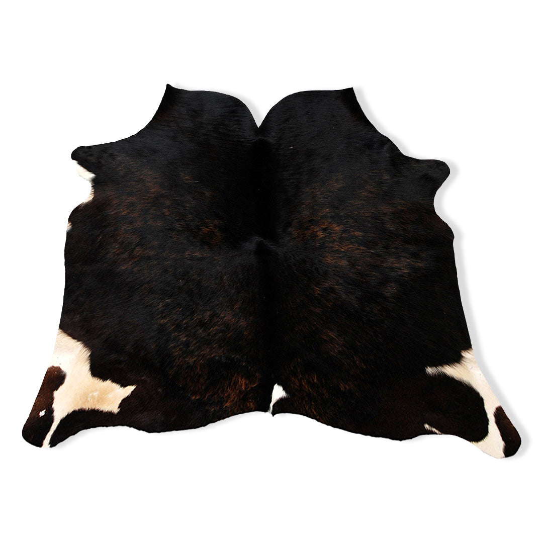 Dark Brown and White Cowhide Rug - Small Animal Print, Hypoallergenic, Non-Slip Suede Back, Handcrafted from Premium Hides - Free UK