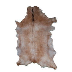Luxury Brown and White Goat Hide Rug with Unique Patterns | Premium Hair-On Goat Skin Rug for Home Decor