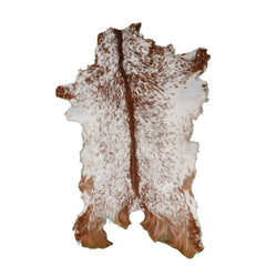 Luxury Brown and White Goat Hide Rug - Premium Handcrafted Hair-on Goatskin Rug with Non-Slip Suede Back, Sustainable and Eco-Friendly - Celestial Leather Limited