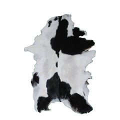 Luxurious Genuine Black & White Goat Skin Rug | Modern Home Decor | Hypoallergenic - Non-Shedding | Sustainable - Eco-Friendly