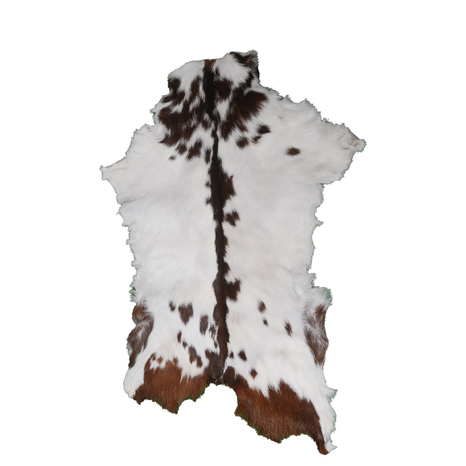 Luxurious Brown & White Goat Skin Rug - Soft, Durable, and Eco-Friendly - Handmade Pure Goat Skin Floor Rug - Non-Slip Suede Back