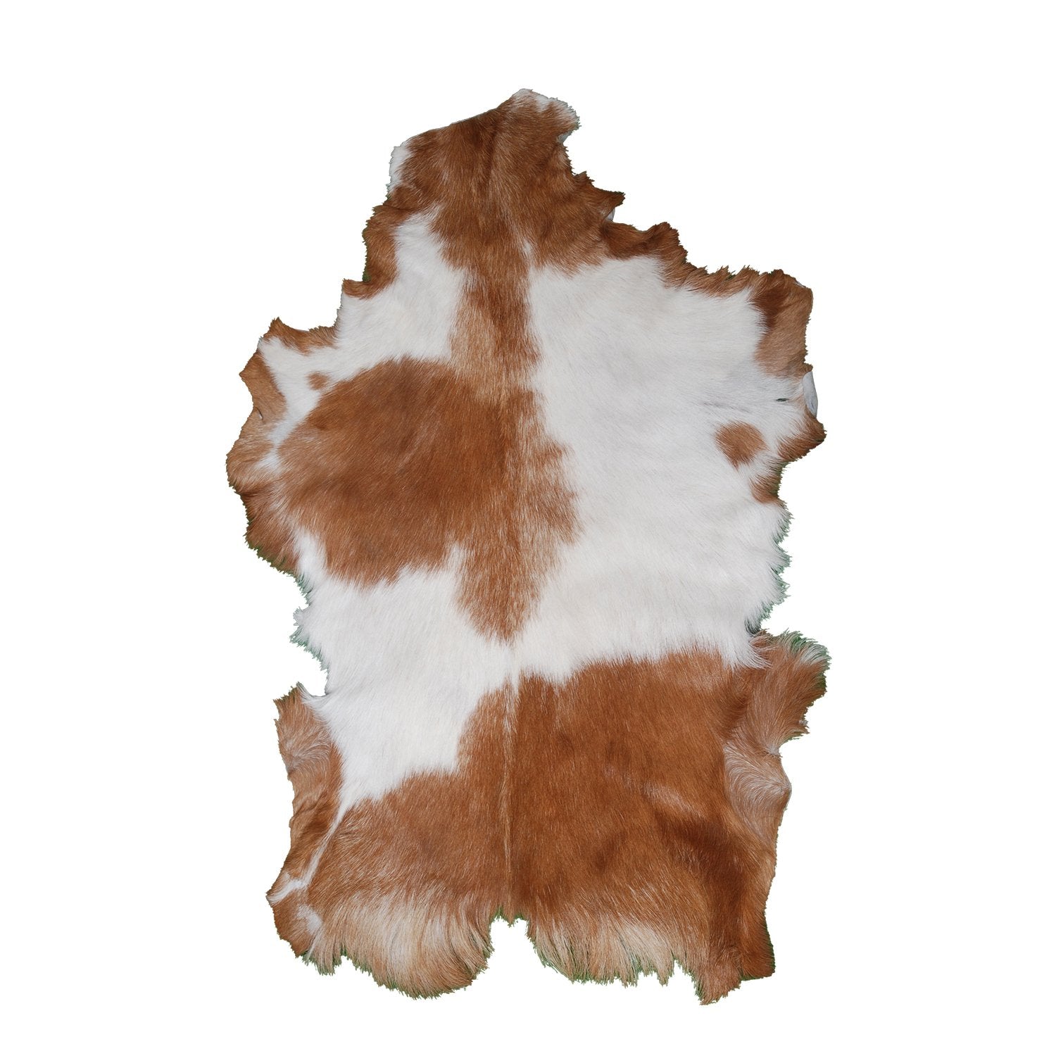 Luxury Brown and White Natural Goat Skin Rug with Modern Graphic Pattern for Stylish Wall Décor - Hypoallergenic and Non-Shedding,
