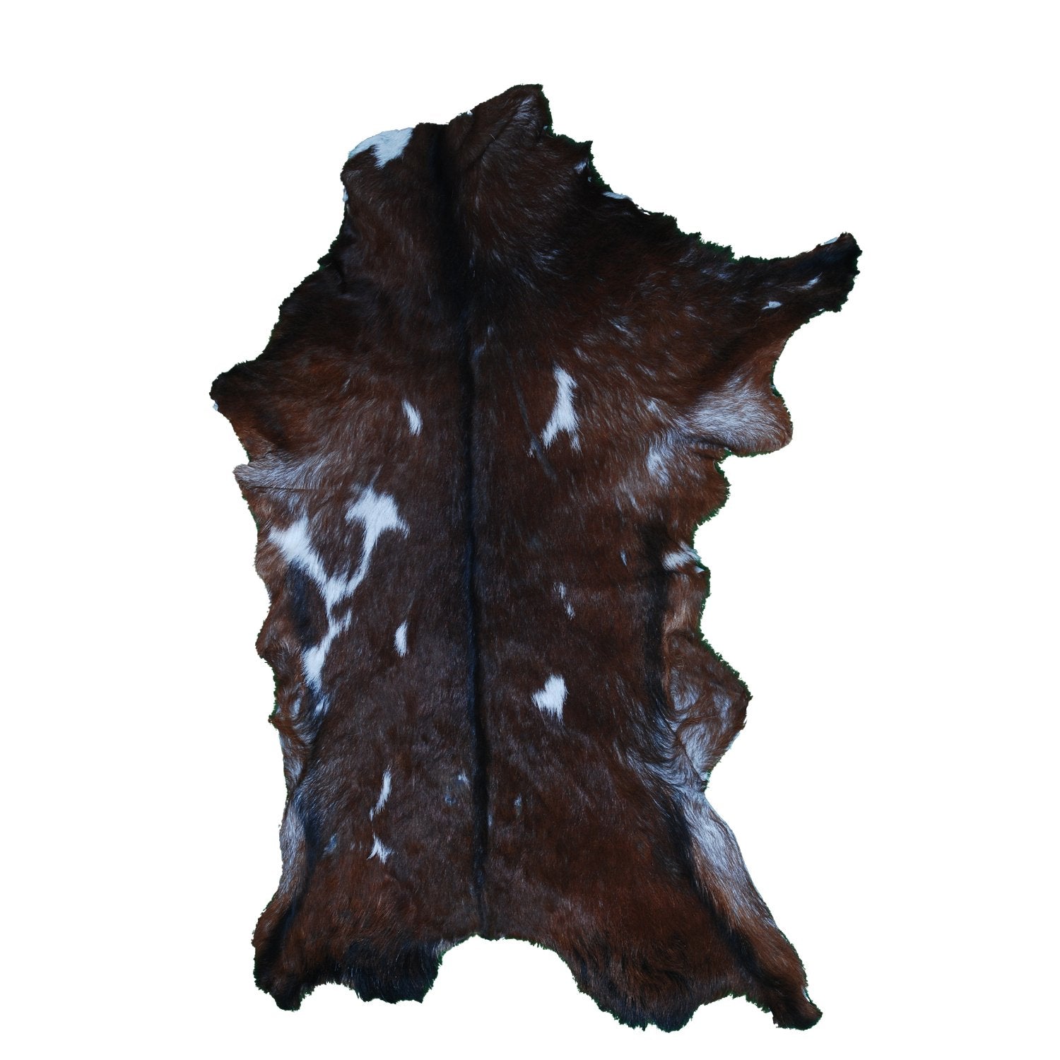 Luxury Dark Brown & White Goat Skin Rug - Durable, Hypoallergenic, Non-Shedding, Eco-Friendly - Enhance Your Home with Natural Beauty - Celestial Leather Limited