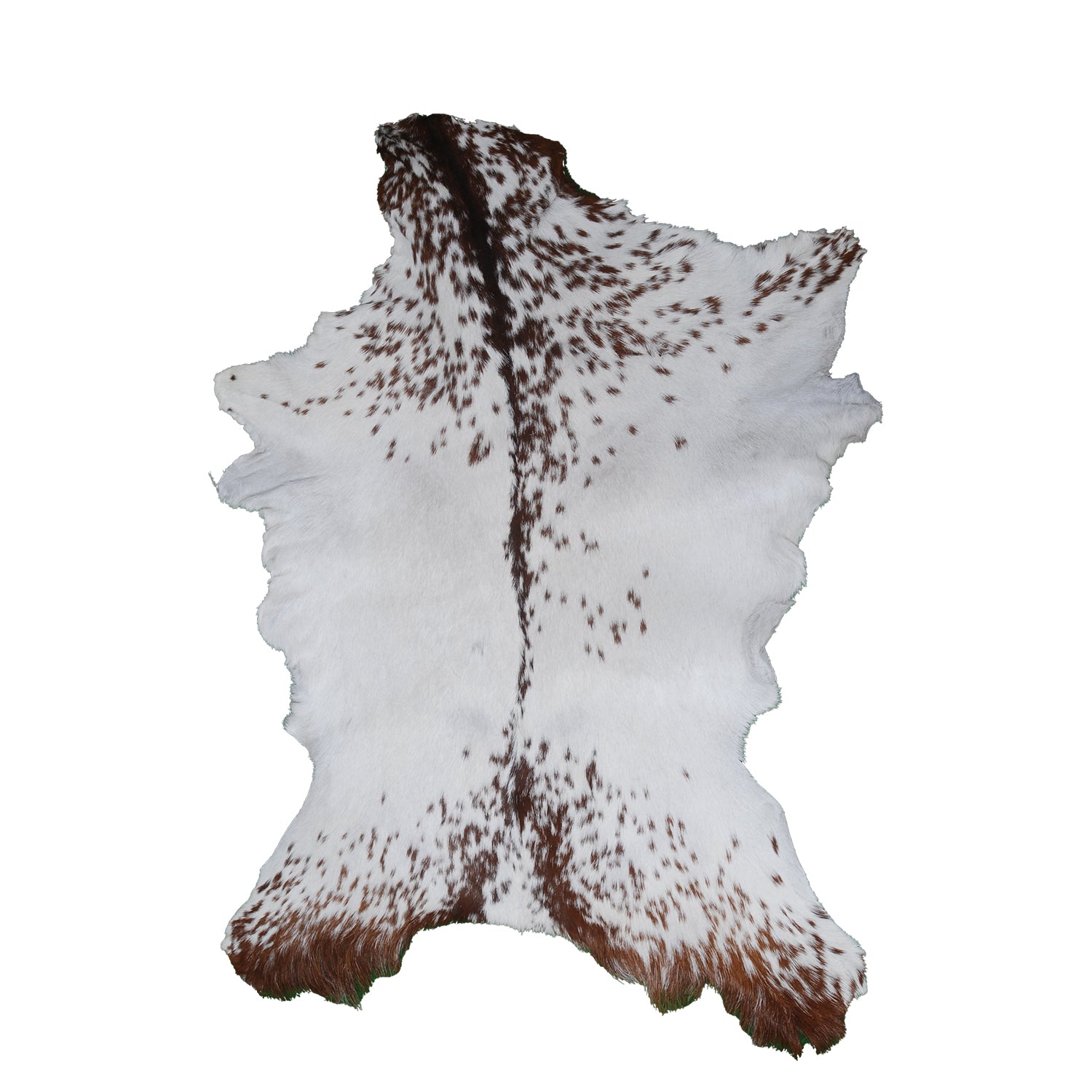 Brown and White Handmade Goat Skin Rug – Classic Elegance for Your Home