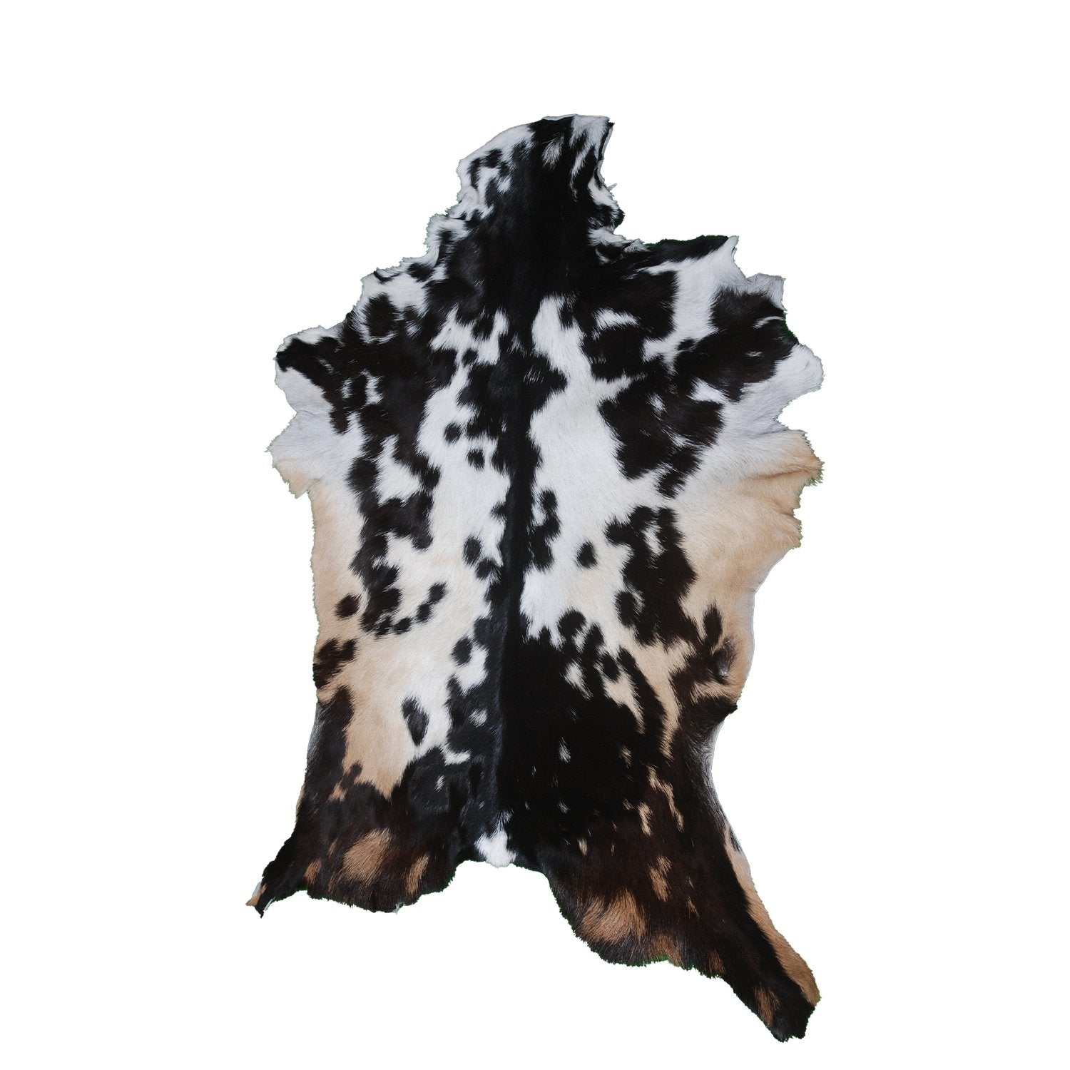Luxurious Black White Handmade Goat Skin Rug - Unique Natural Beauty for Your Home