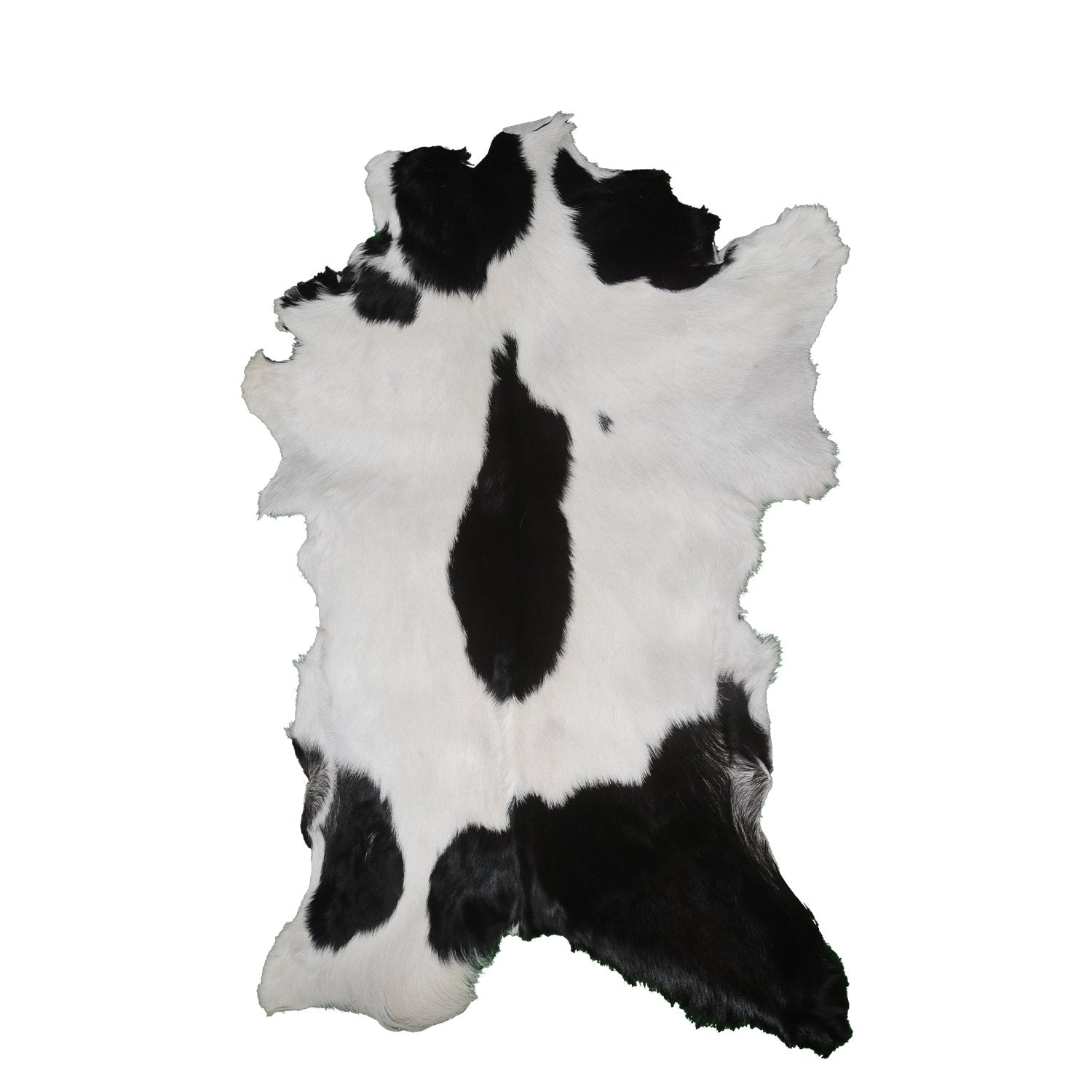 Luxury Black & White Goat Skin Rug - Modern Chic Decor, Natural Softness, Hypoallergenic, Eco-Friendly, Unique Pattern, Non-Slip Backing