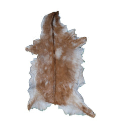 Brown and White Handmade Goat Skin Rug – Classic Elegance for Your Home