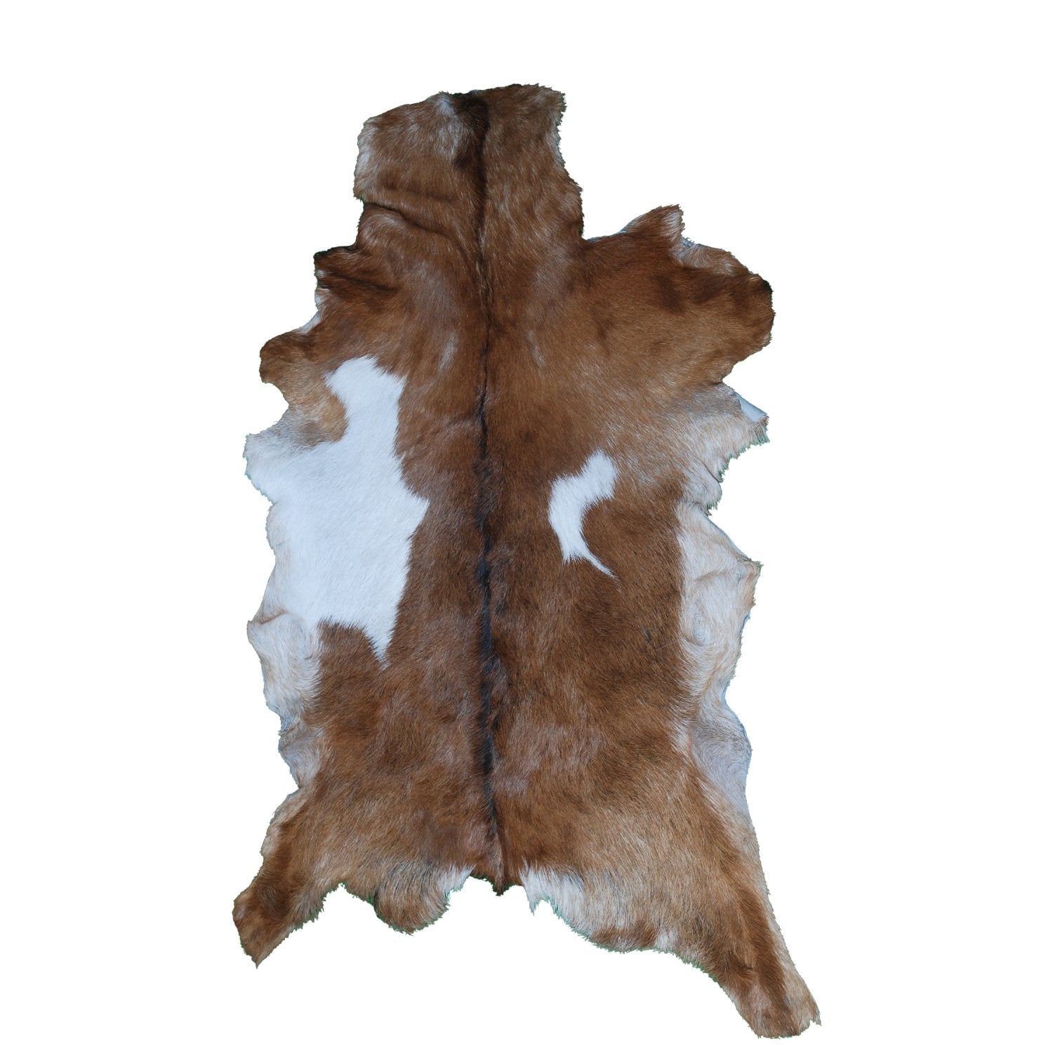 Luxurious Brown And White Goat Skin Rug - Handmade Pure Goat Skin Floor Rug with Unique Colour Variations - Celestial Leather Limited