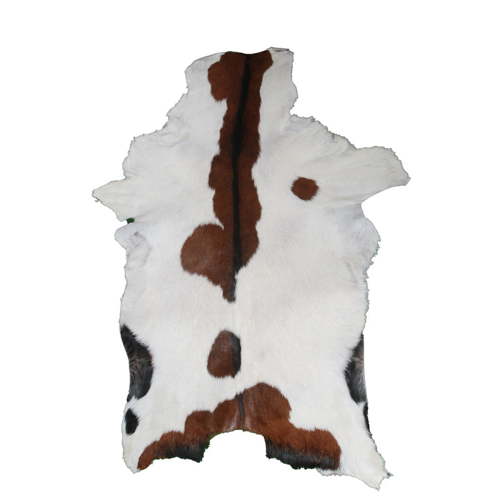 Luxury Handmade Dark Brown White Goat Skin Rug with Non-Slip Suede Backing - Eco-Friendly Natural Beauty for High-Traffic Areas - Celestial Leather Limited
