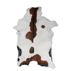 Luxury Handmade Dark Brown White Goat Skin Rug with Non-Slip Suede Backing - Eco-Friendly Natural Beauty for High-Traffic Areas - Celestial Leather Limited