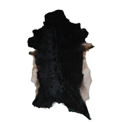 Black and Brown Handmade Goat Skin Rug – Rustic Charm for Your Home
