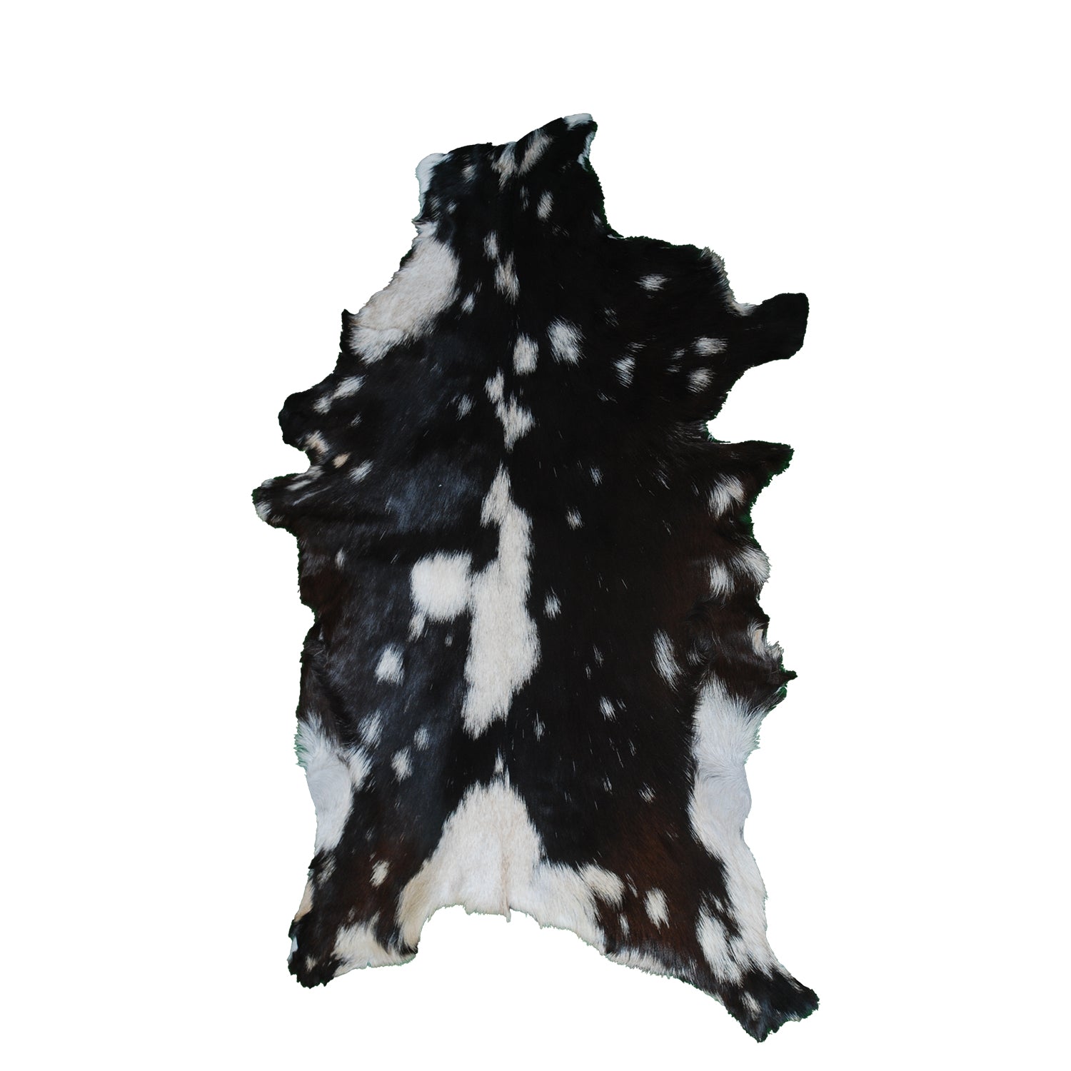 Premium Black and White Goat Skin Rug - Genuine Hair-On Leather for Home Décor
