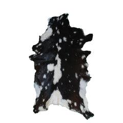Premium Black and White Goat Skin Rug - Genuine Hair-On Leather for Home Décor