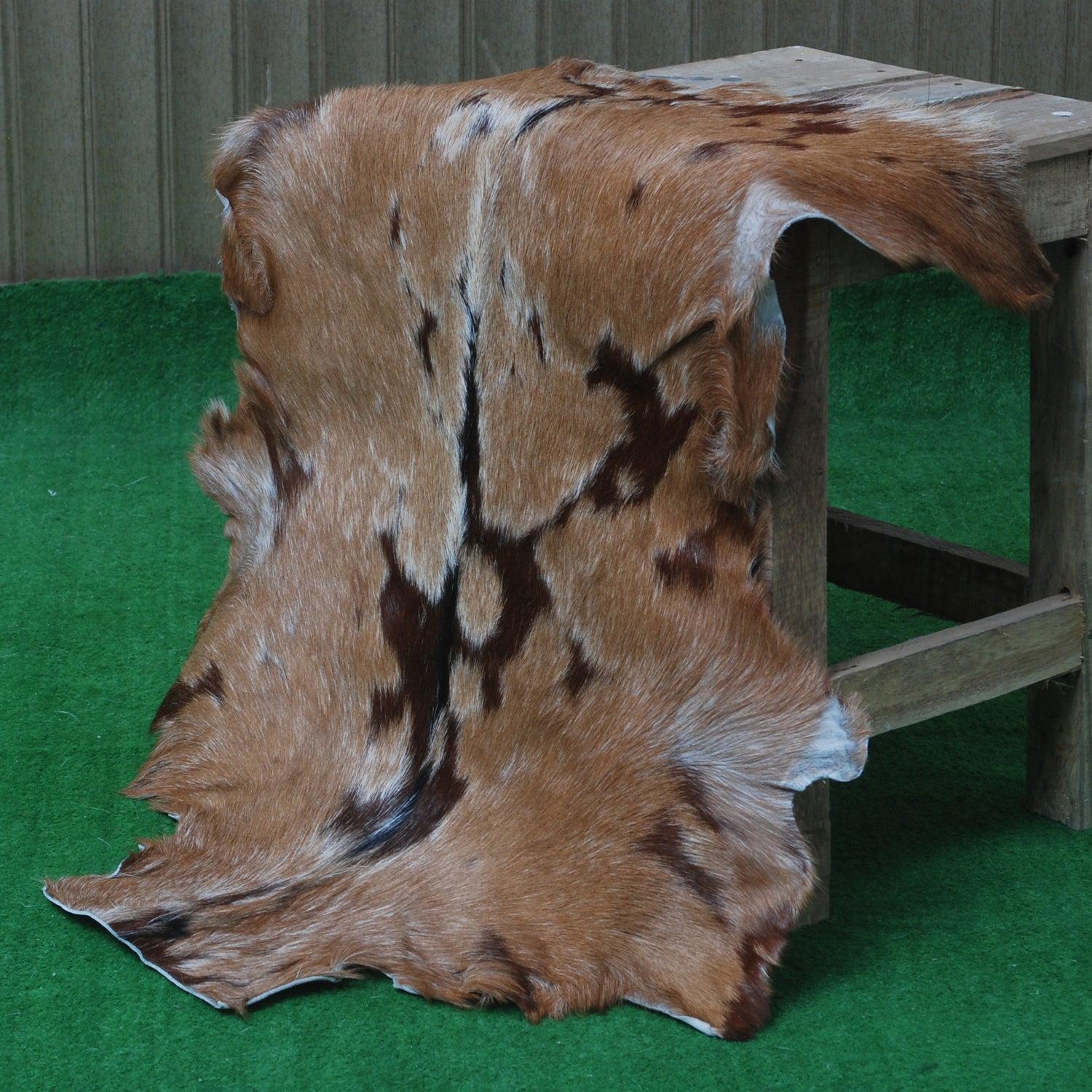Goat Skin Rug: Tri-Color genuine Goat hide rug