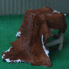 Handcrafted Dark Brown Goat Skin Rug - Genuine Leather for Luxurious Décor