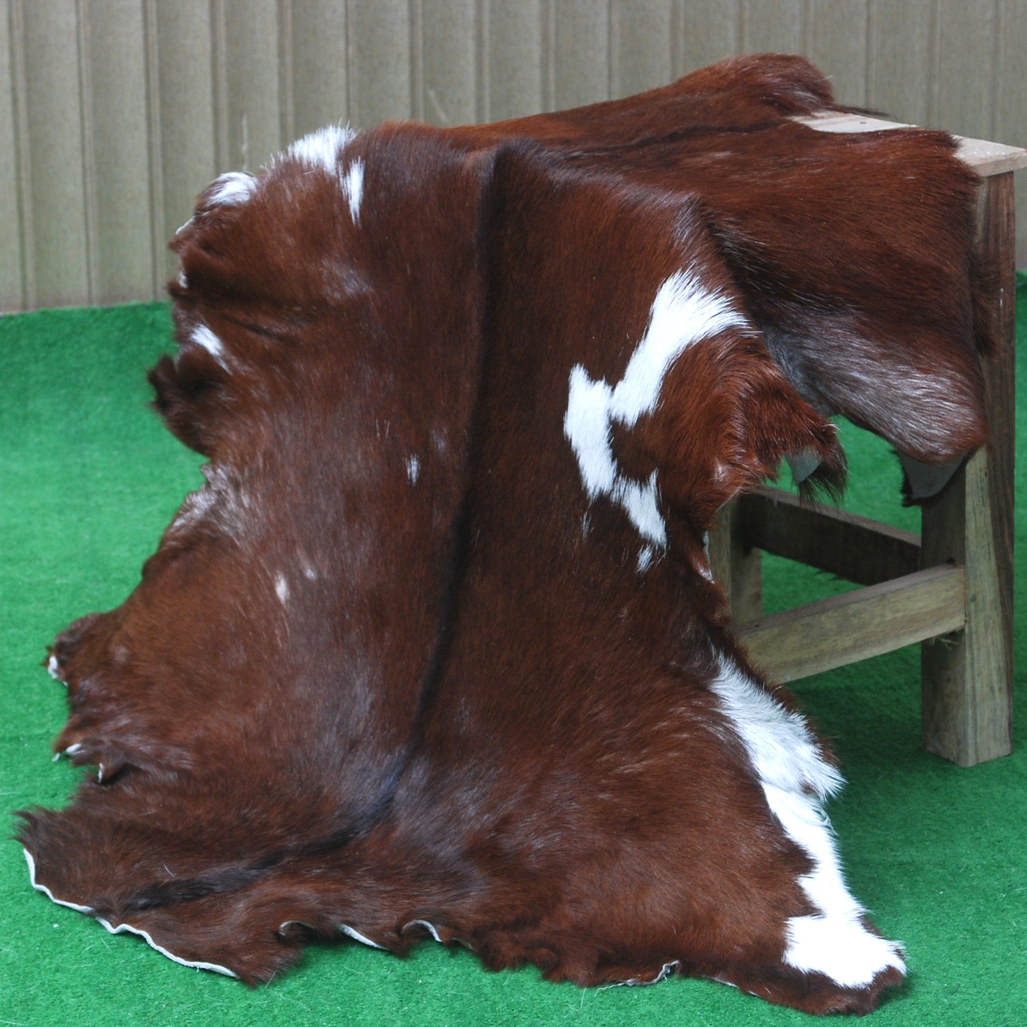 Handcrafted Dark Brown Goat Skin Rug - Genuine Leather for Luxurious Décor