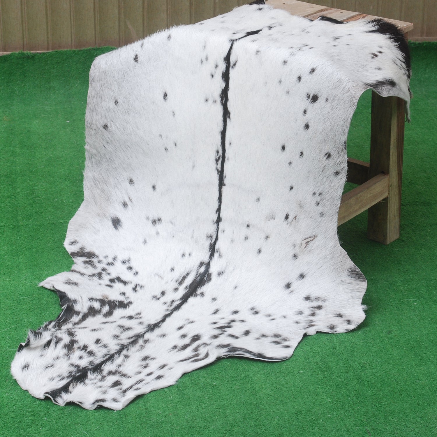 Black and White Handmade Goat Skin Rug – Rustic Charm for Your Home