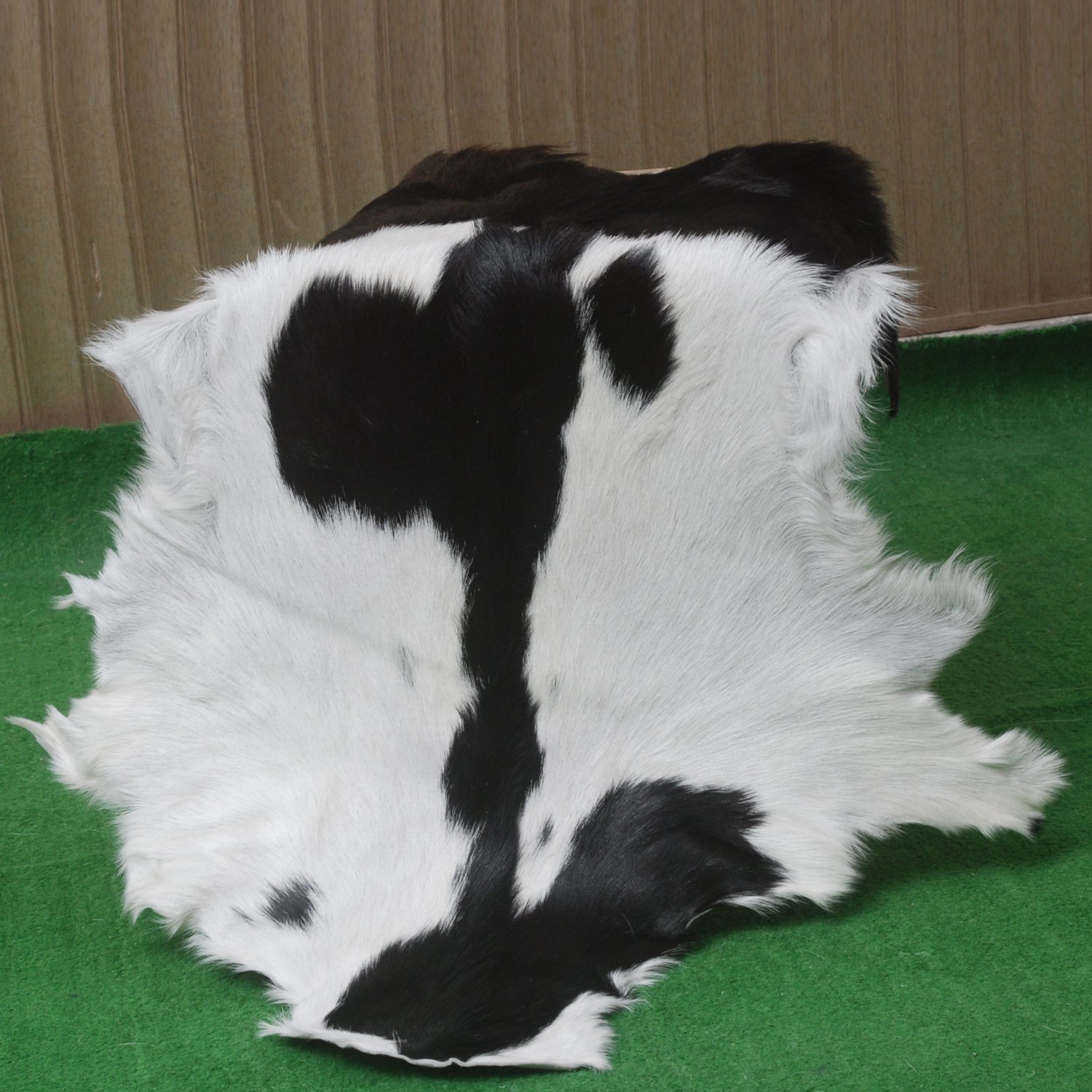 Goat Skin Rug, Black and white Handpicked for Quality, Unique Piece for Sale, Fast UK Delivery