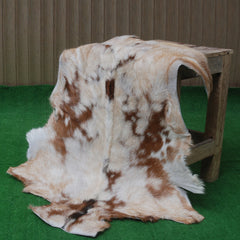 Natural Tri-Color Goat Hide Rug - Luxurious Accent for Rustic and Modern Spaces