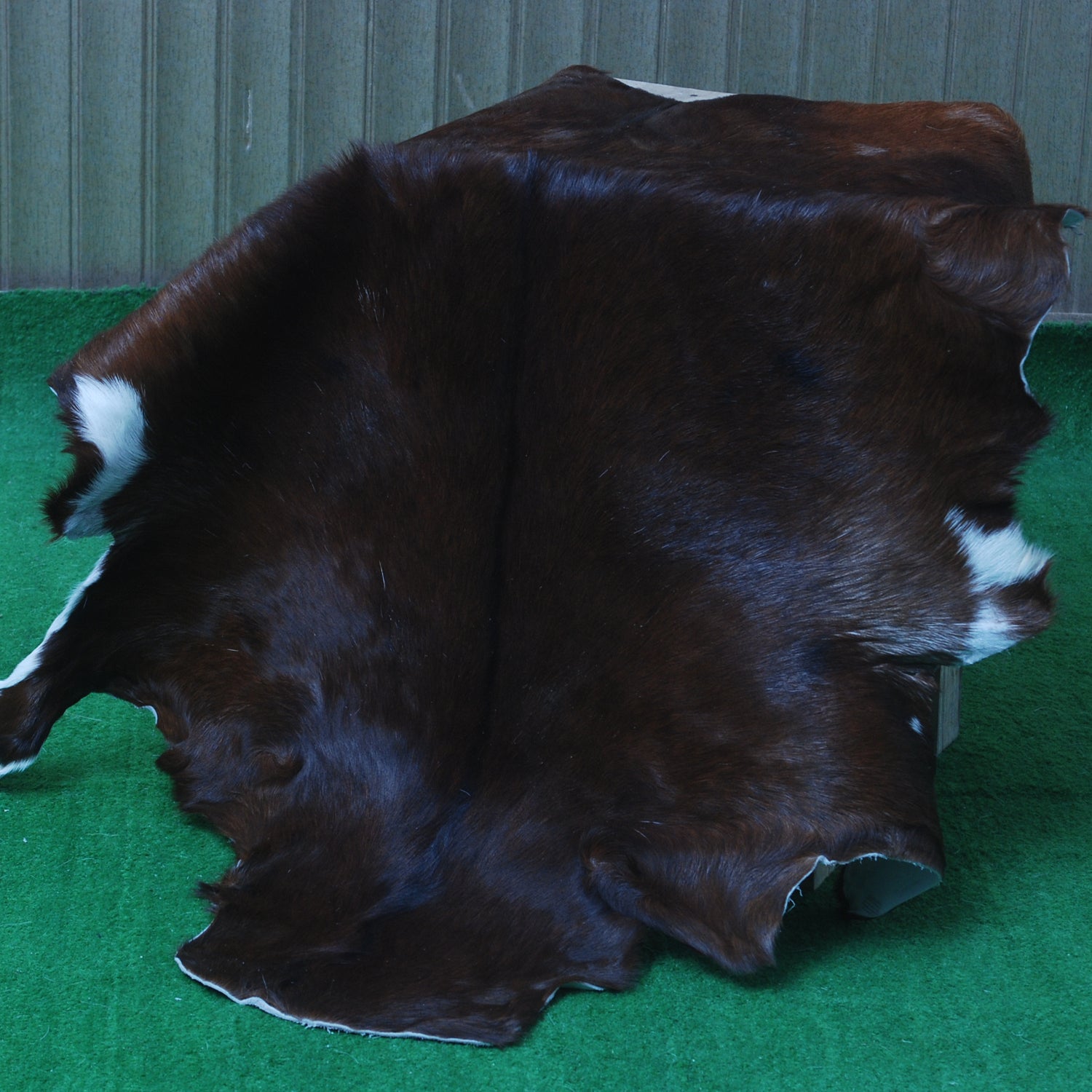 Rustic Dark Brown Goat Hide Rug - Genuine Leather for Timeless Home Styling