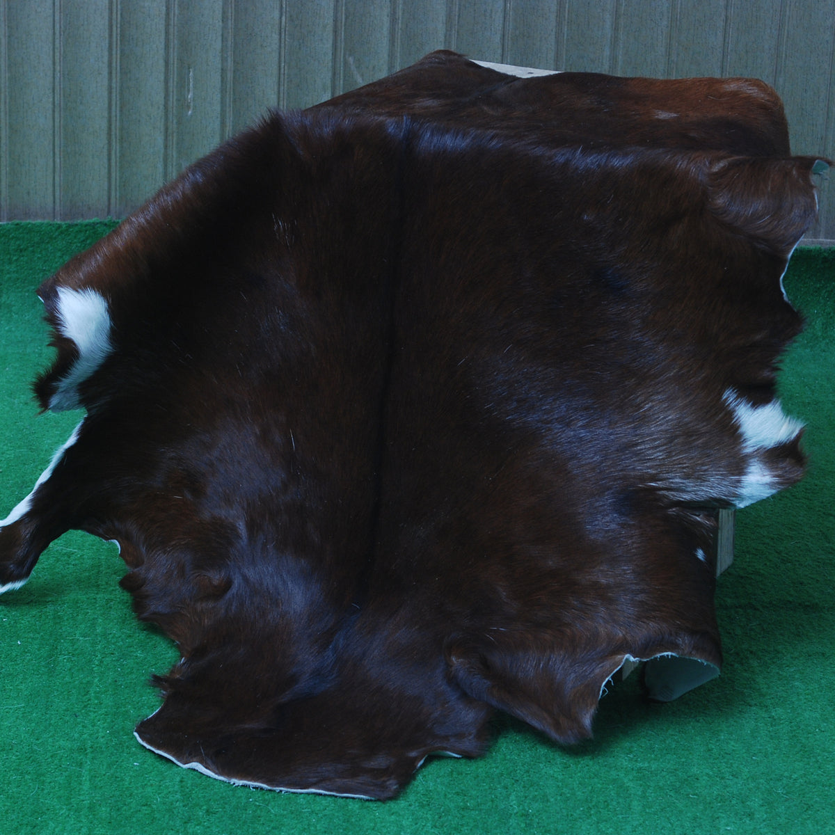 Rustic Dark Brown Goat Hide Rug - Genuine Leather for Timeless Home Styling